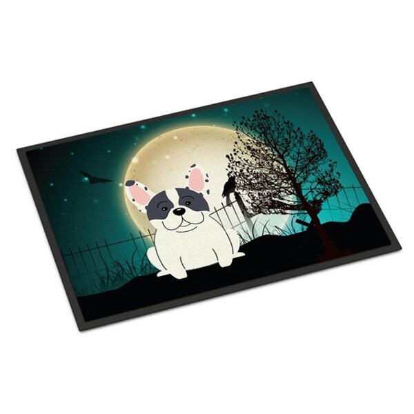 Carolines Treasures Halloween Scary French Bulldog Piebald Indoor or Outdoor Mat, 24 x 0.25 x 36 in. BB2201JMAT - main